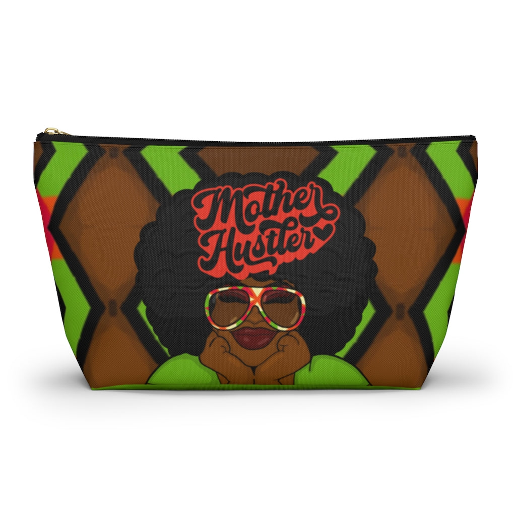 MOTHER HUSTLER Accessory Pouch w T-bottom (LIME ZIGZAG)