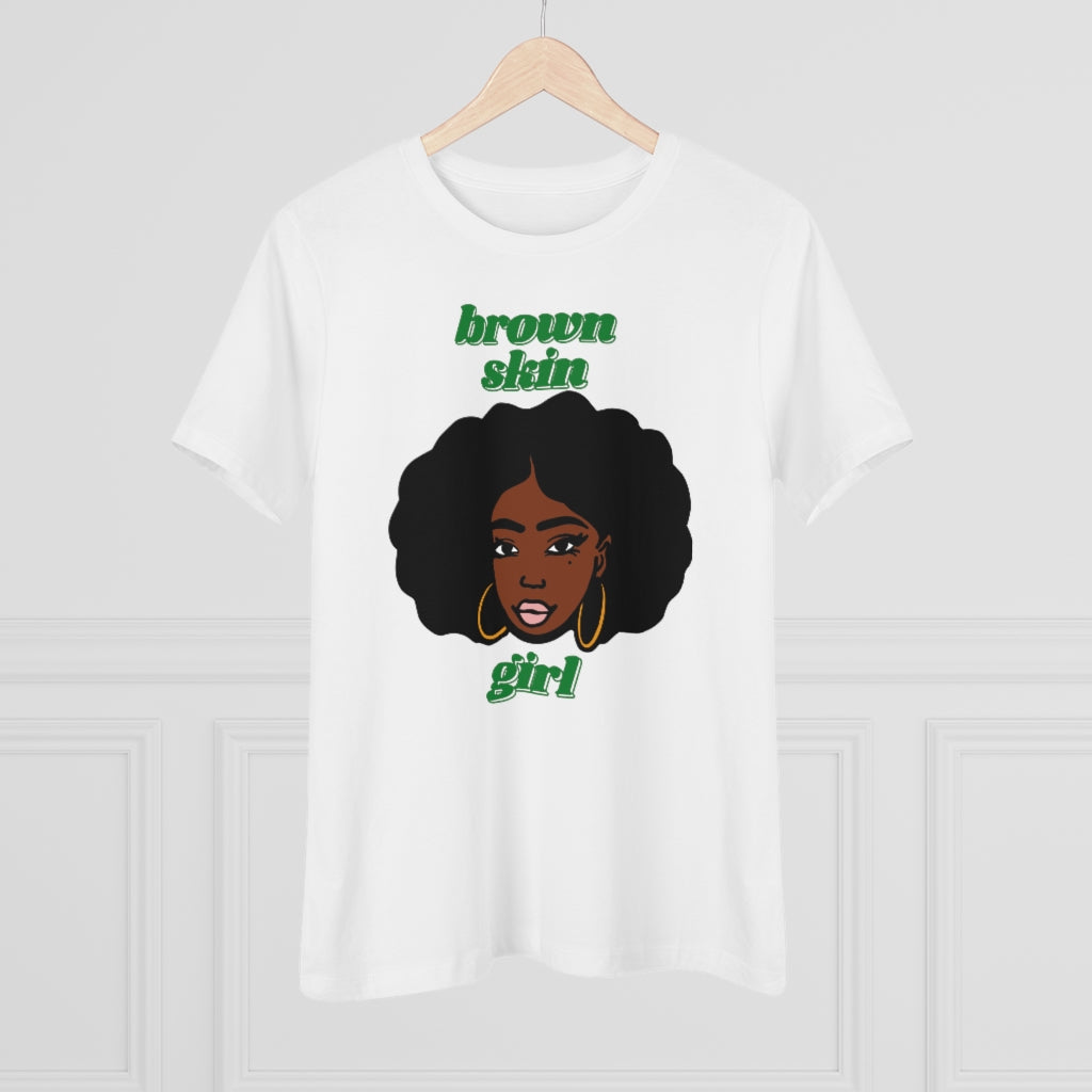 Brown Skin Girl Tee (green text)