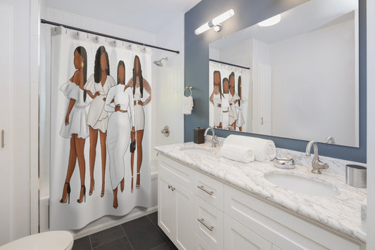GLAM WHITE GIRLS Shower Curtain