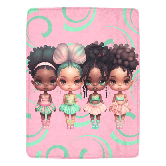 TINY DANCERS Plush Blanket - COTTON CANDY AND MINT