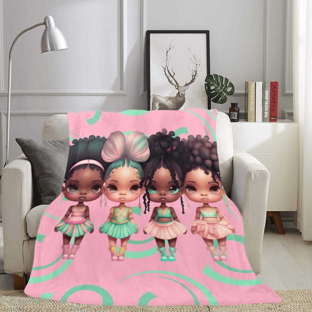 TINY DANCERS Plush Blanket - COTTON CANDY AND MINT