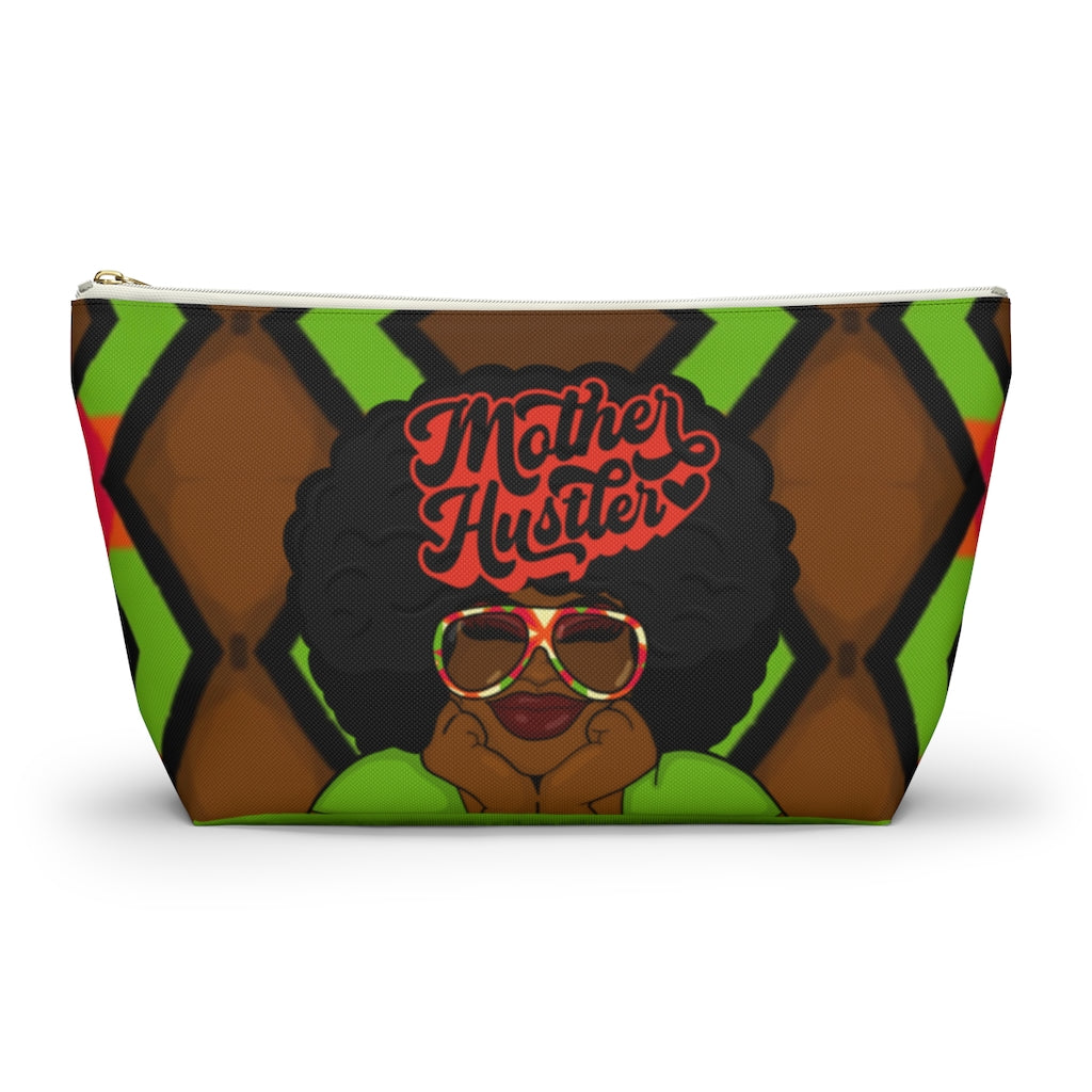 MOTHER HUSTLER Accessory Pouch w T-bottom (LIME ZIGZAG)