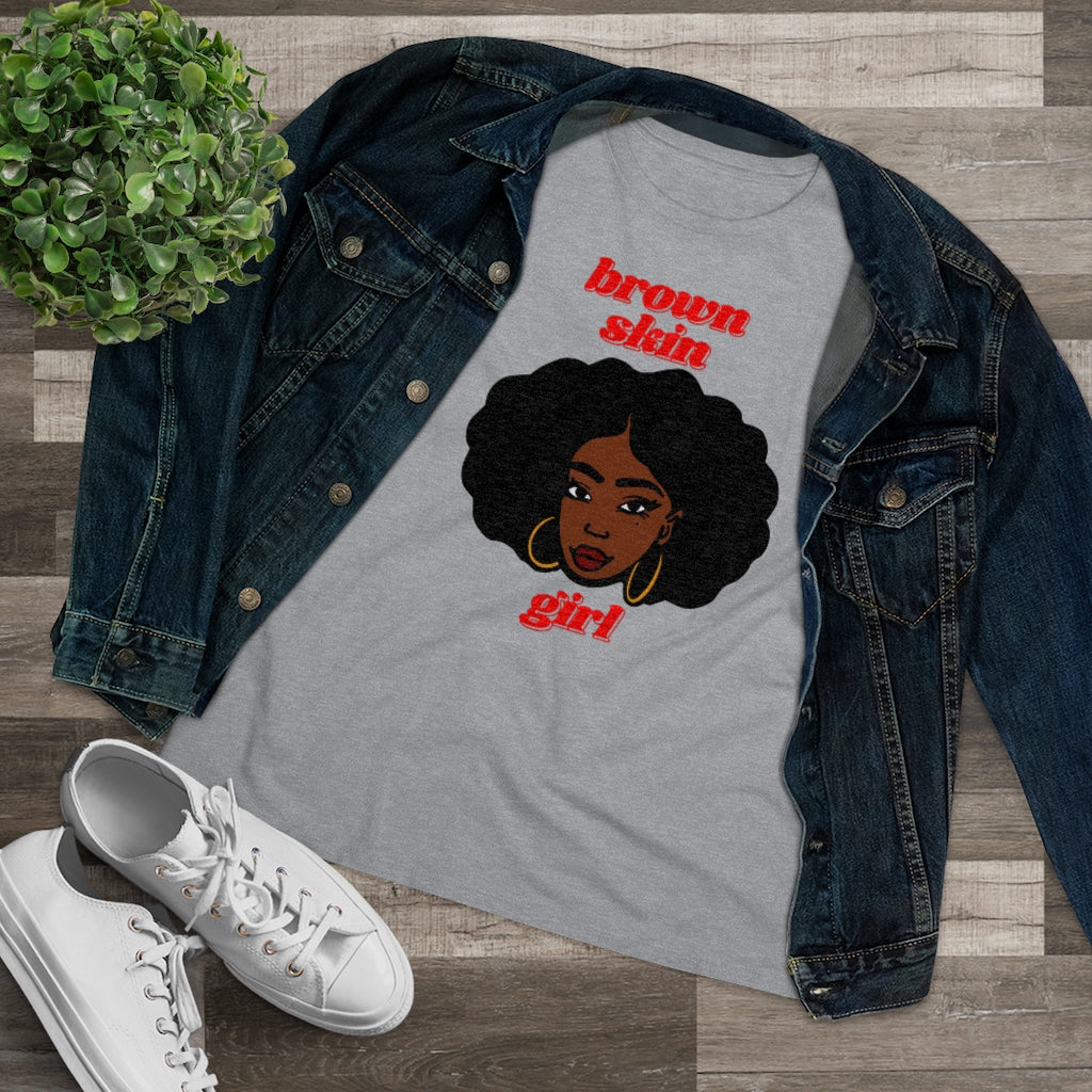 Brown Skin Girl Tee (red text)