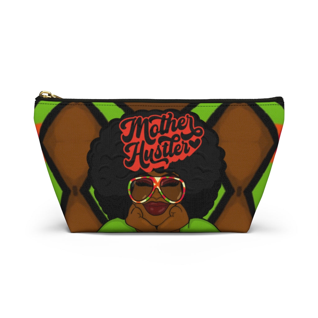 MOTHER HUSTLER Accessory Pouch w T-bottom (LIME ZIGZAG)