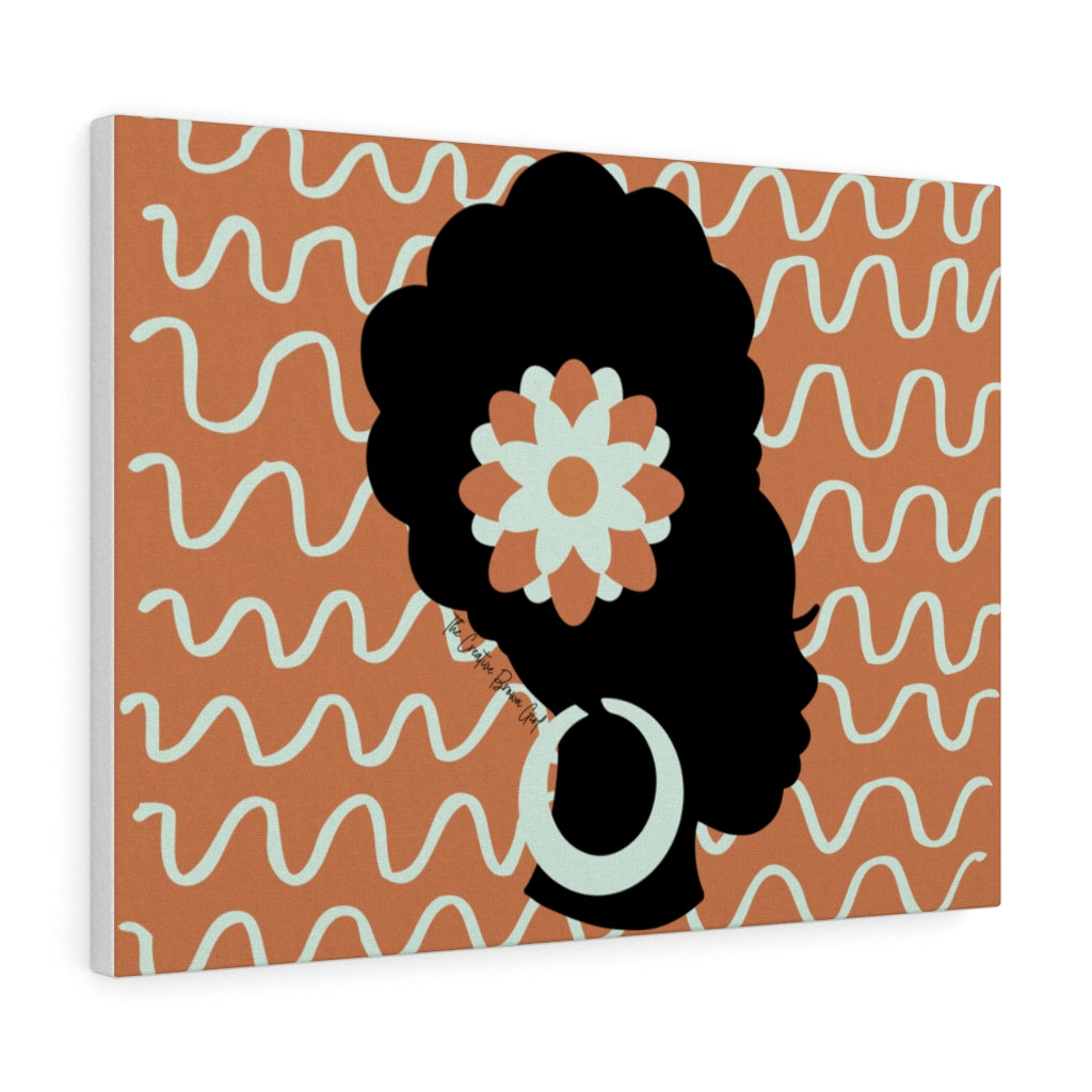 FLOWER IN HER HAIR Canvas Gallery Wrap - DUSTY BLUE