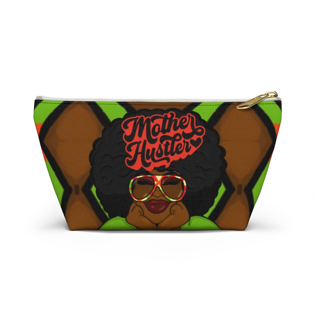 MOTHER HUSTLER Accessory Pouch w T-bottom (LIME ZIGZAG)