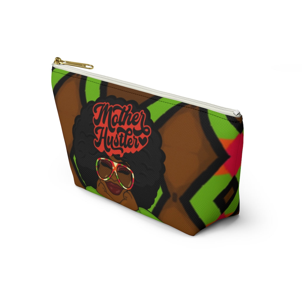 MOTHER HUSTLER Accessory Pouch w T-bottom (LIME ZIGZAG)