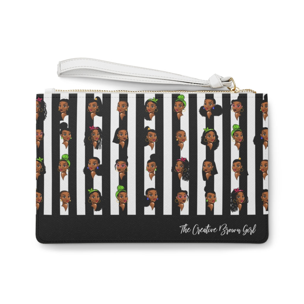 GURLZ B&W STRIPE Clutch Bag