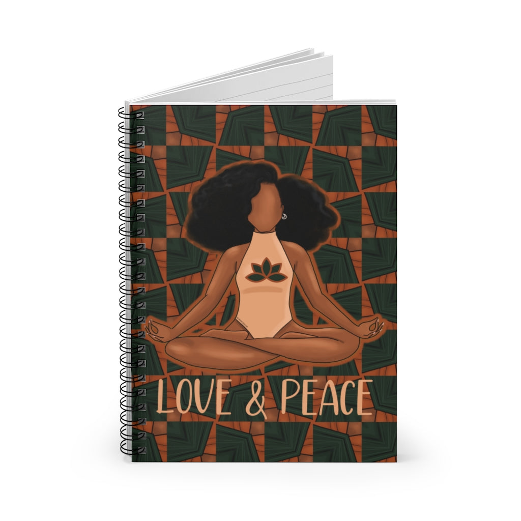 LOVE+PEACE Spiral Notebook FOREST GREEN