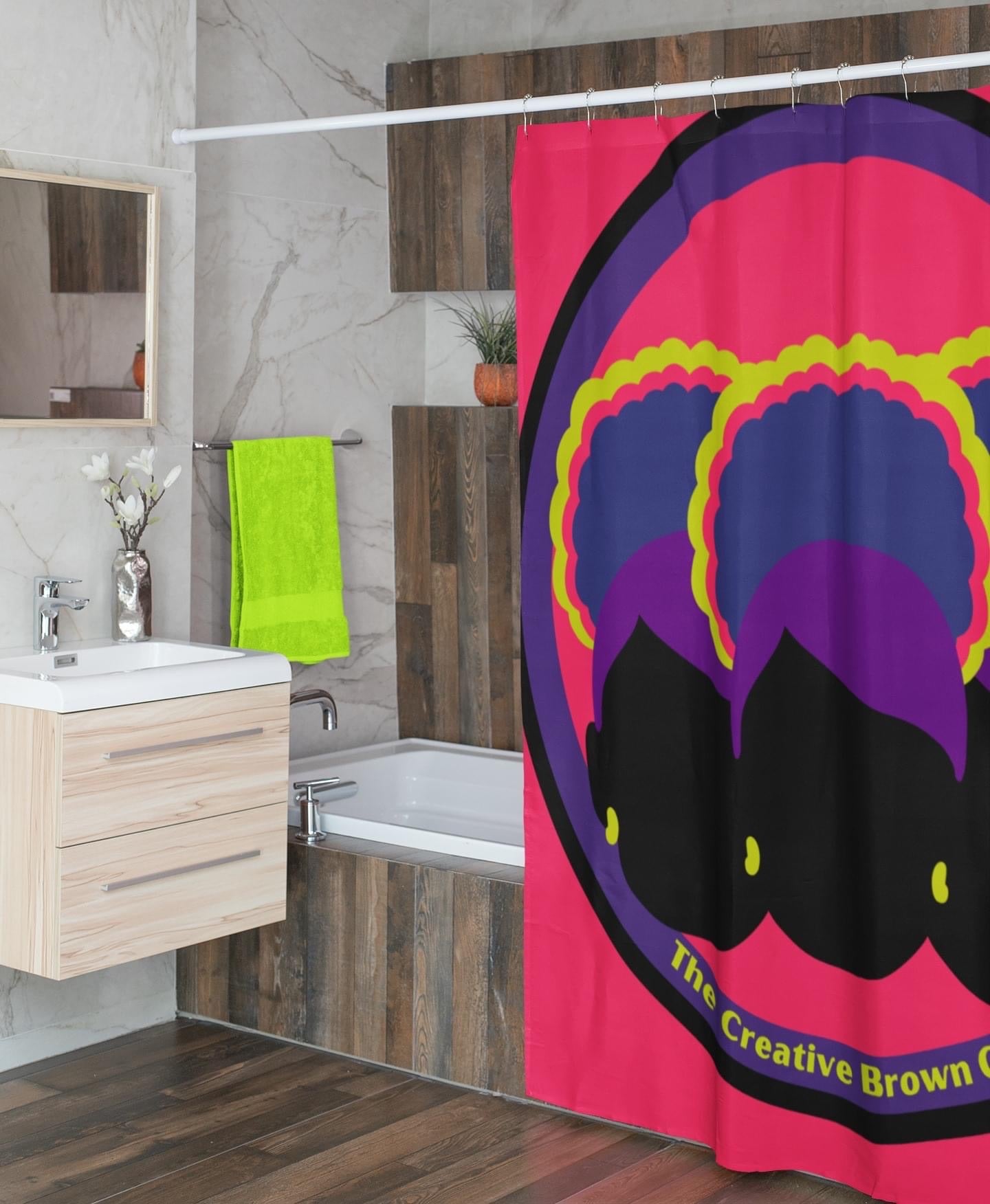 TRIPLE PUFF NEON Shower Curtain